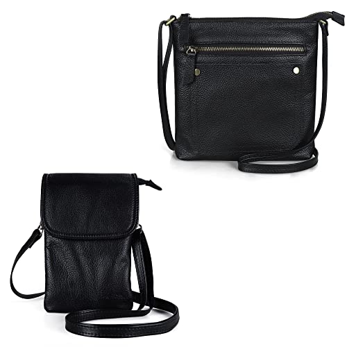 Befen Black Leather Cell Phone Crossbody Wallet With Messenger Travel Handbag cover
