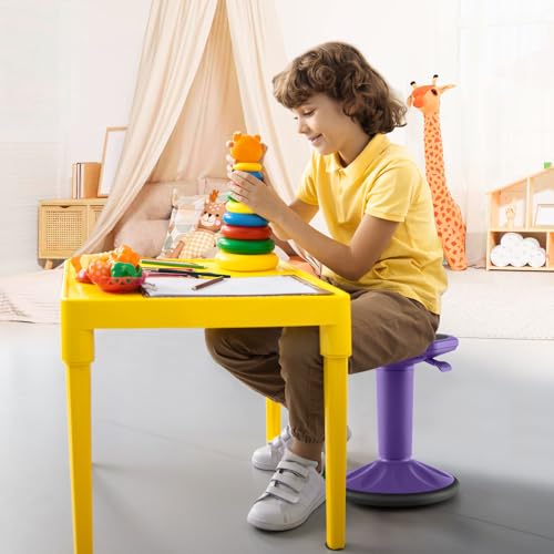 Image of Giantex Wobble Stools for Classroom Seating, 24 inch Wiggle Stool with Adjustable Height, Sitting Balance Chair for School Active Learning, Office Stand Up, Flexible Seating Wobble Chair (Purple)