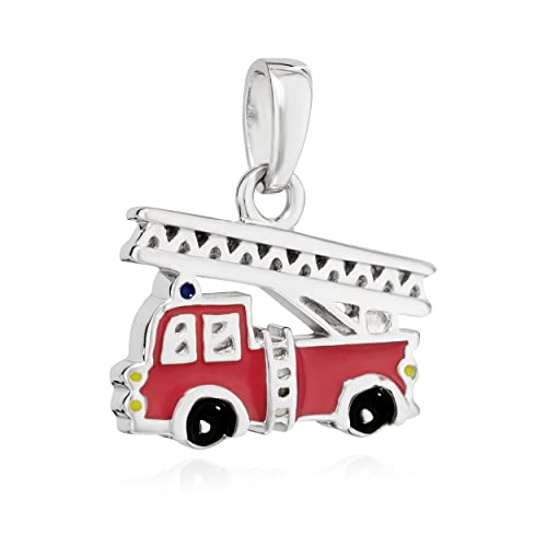 Pendentif pompier en argent 925 NKlaus laqué rhodié de 11x14mm