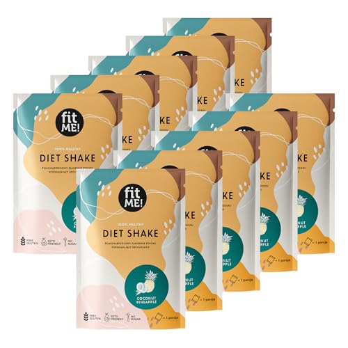 FIT ME Abnehmshake 10 x 25 g Portionsbeutel, Kokos-Ananas Shake, Diätshake zum Abnehmen, Vegan & Glutenfrei, Mahlzeitenersatz mit Acai, Guarana & Kreatin, Pulver, Kalorienarm & Proteinreich, Diätdrink