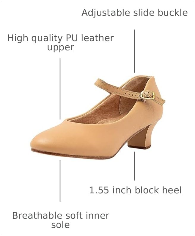 Image of ARCLIBER Character Shoes for Women Ankle Strap 1.55 inch Dance Heels for Ballroom Salsa Tango