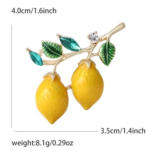 Image of Cute Lemon Brooch Pin for Women Rhinestone Fruit Little Brooch Sparkling Crystal Strawberry Cherry Enamel Pin Christmas Birthday Art Deco Jewelry Gifts