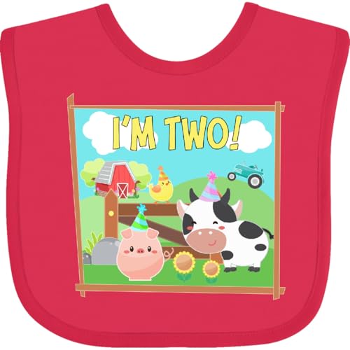 inktastic I'm 2 Farm Animals Wearing Birthday Party Hats Baby Bib