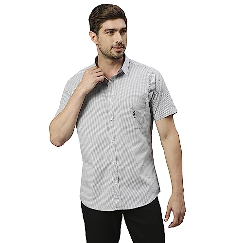 Image of Thomas Scott Mens | Half Sleeve Checkes | Printed | Slim Fit | 100% Cotton | Spread Collar | Shirts