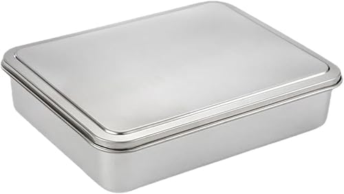 DOITOOL Molde para pasteles de acero inoxidable con tapa de 11 x 13 pulgadas, antiadherente, rectangular, de metal, para tartas, tiramisú, cazuelas,