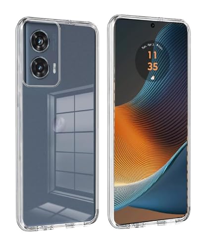 Image of NISHTECH for Moto G85 5G, Moto Edge 50 Fusion 5G Premium Transparent Hybrid Soft Slim Dust Proof Back Case Cover with Camera Protection