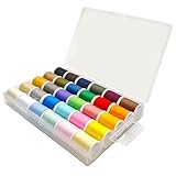 KKLM ミシン糸 手縫い系 電動ミシン 30色セット 45ｍ巻 50番 家庭用ミシン兼用手縫い糸 高伸縮対応 刺繍・刺しゅう・手芸裁縫に万能 電動ミシン/手縫い両用 手提げケース入り 耐久性優秀な刺しゅうミシン糸45巻セット 収納ケース付き