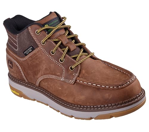 Skechers Mens John Deere Flex Boot Soft Moc Toe Hands Free Slip Ins with Air-Cooled Memeory Foam Industrial DKBR 11