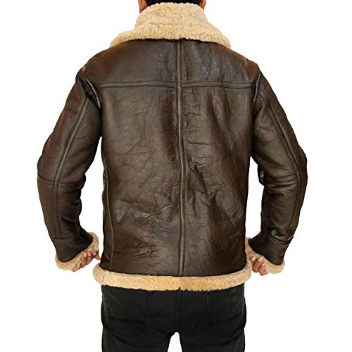 Image of F&F Classic - B3 RAF Military Brown Leather Aviator Jacket Shearling Pilot Bomber Winter Coat For Men's