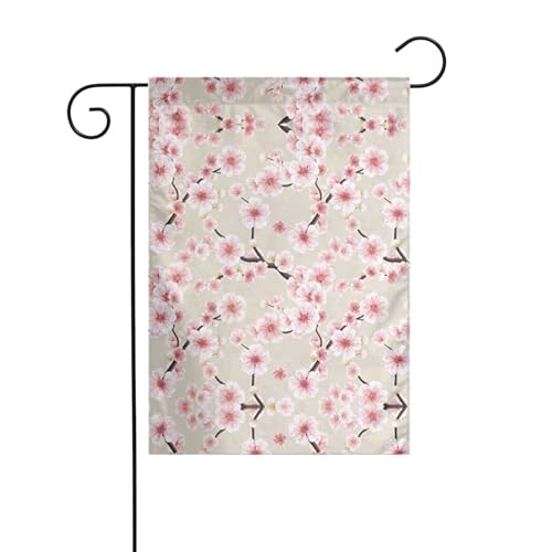 Fleurs de cerisier roses - Drapeau de cour imprimé - Drapeaux d'extérieur d'hiver et bannière de cour pour porche, pelouse, jardin - Décorations de Noël