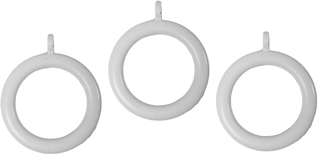Merriway BH03253 (24 Pcs) Plastic Curtain Drapery Pole Rod Rings with Fixed Eye, Inner Diameter 28mm (1.1/4 inch) Outer Diameter 40mm (1.1/2 inch) White - Pack of 24 Pieces