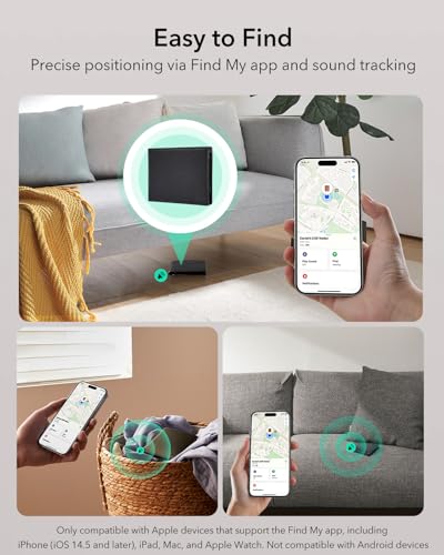 ESR Geo Wallet with Find My, RFID Blocking, Wallet for Men, Wallet Tracker(iOS 14.5 Above Only), Holds 9 Cards and 15 Bills, Replacement for AirTag Wallet, Slim Bifold Card Holder, Twillingt Black3