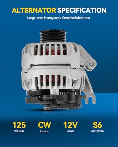 Image of PHILTOP New 11185N Alternator Compatible with Chevrolet, 2006-2011 Impala 3.5L /3.9L, 2006-2007 Monte Carlo 3.5L, 2006 Monte Carlo 3.9L 125A Alternator Replacement