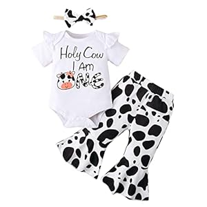 Slanavel Baby Girl First Birthday Outfit 1st Birthday Girl Clothes Holy Cow Im One Birthday Girl Outfit
