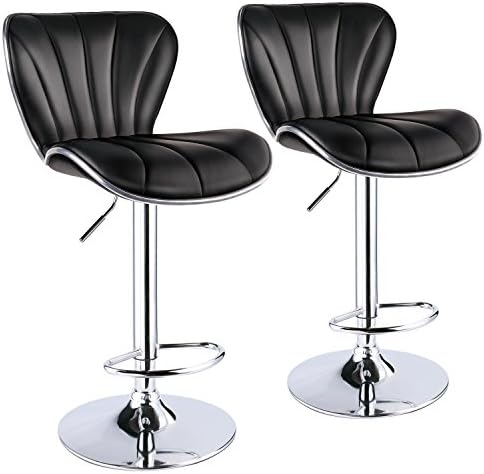 Leopard Shell Stripe Back Adjustable Bar Stools, Set of 2 (Grey)