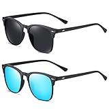 NIBOSI Sonnenbrille Polarisiert Herren Eckig Pilotenbrille Retro Blaue Schwarz Orange UV400 Schutz Sunglasses Men Polarized fur Angeln Lauf Sport Rad Wander Motorrad