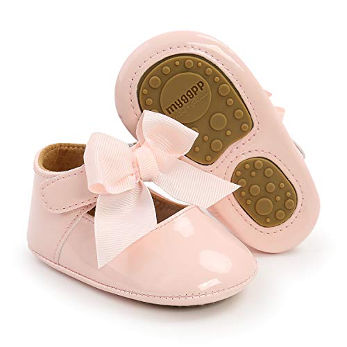 Babelvit Baby Girl Permium Sparkly Mary Jane Flats Wedding Flower Pricess Dress Shoes Soft Rubber Sole PU Leather Infant Toddler Pre-Walker Walking Shoes Moccasinss Crib Shoes