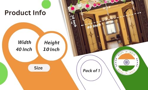 Image of Divyakosh Artificial Flower Toran for Main Door Entrance | 40 Inch | Premium Decorative Toran for Home, Mandir, Entrance | Wedding & Festival Decor - Bandanwar Toran with Artificial Flowers