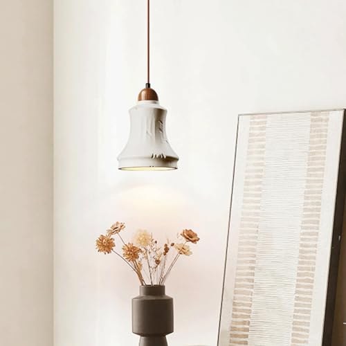 Lámpara colgante de madera marrón y cemento para crear un ambiente acogedor en tu sala de estar 5