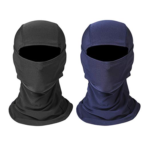 IRELIA 2 Pack Hood Tactical Masks UV Protection for Men Women Ski Sun Balaclava Face Mask Black/Navy