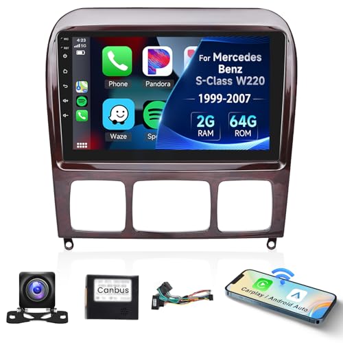 [4G+64G] Car Stereo for Mercedes Benz S-Class W220 S280 S320 S350 S400 S430 S500 S600 S55 AMG 1999-2007,5GWiFi/Android 15/Wireless Carplay Android Auto,9' Incell Touch Screen Radio,GPS,DSP,SWC
