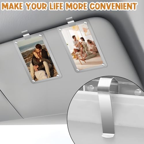Image of HINGTAI 6Pcs Car Sun Visor Photo Frames, Visor Clips for Cars DIY Sunshade Photo Frame Clip Stainless Steel Material, Not Easy to Damage Strong Hold Accessory for Car, Home & Office