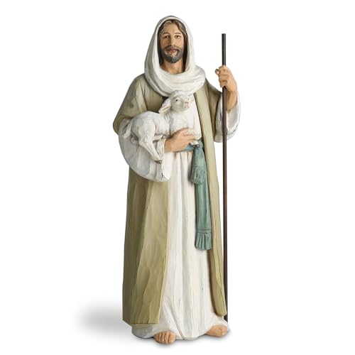 ShineOnAngel Statue Der Gute Hirte, Jesus, der Lamm hält, 24,1 cm, religiöse, Moderne Heimdekoration, Figur, für den Innenbereich, religiöses Geschenk