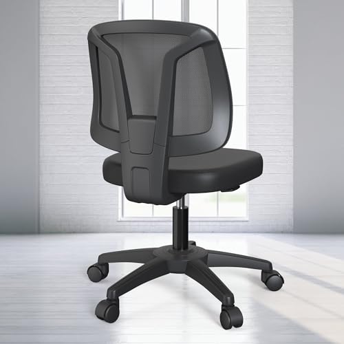 Armless Office Desk Chair No Arms with Back Support Rolling...