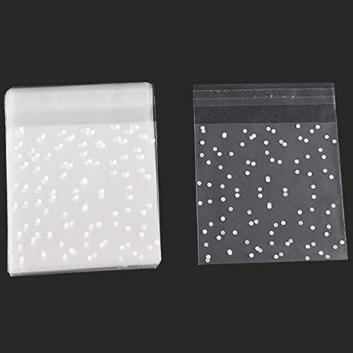 400Pcs White Dots Self Adhesive Plastic Cookie Bags 200 Bags+200 Thank You Labels For Gift Giving (4X4 Inch) #TOP1