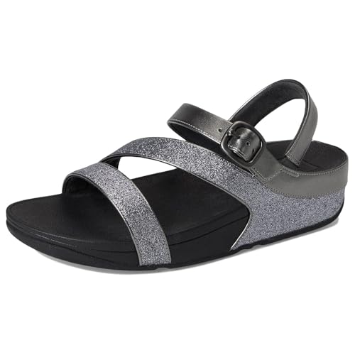 Image of FitFlop Women's Skinny II Glitterdust Pewter Z-Strap Sandals | Casual Sandals
