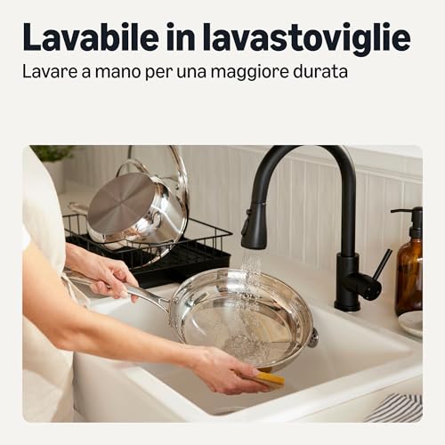 Amazon Basics Pentole in Acciaio Inox, Set di 5 Pezzi, Adatte per Tutti i Piani Cottura, Lavabili in Lavastoviglie - Immagine 4