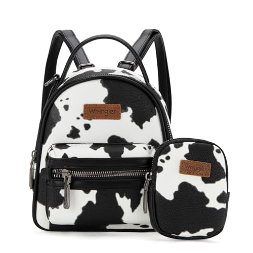 Image of Montana West Wrangler Mini Backpack Cute Cow Print Backpack Purse for Girls and Women, Black WG133-8600BK