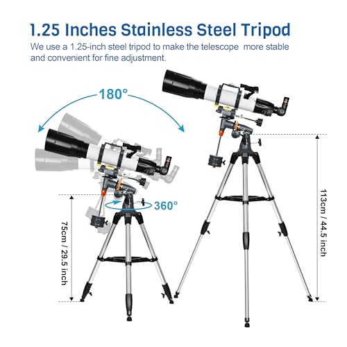 Image of AOMEKIE Telescope 650x90mm Astronomical Refractor Telescope for Adults & Beginners, Fully Multi-Coated High Transmission Coatings EQ Mount with Tripod, Phone Adapter, Wireless Control