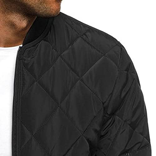 JEsilunmaMY Men's Quilted Jacket Diamond Winter Coat Zip Up Solid Color Bomber Padded Jacket Lightweight Cotton Windbreaker3