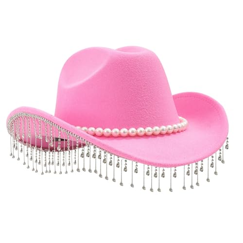 Chapeau à pompons avec strass style western chic pour mariage
