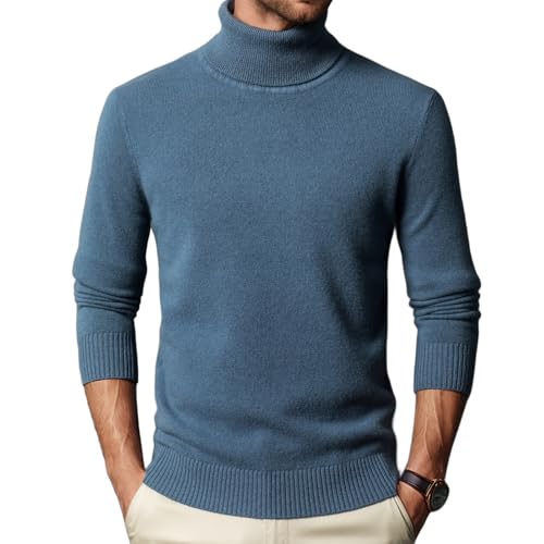 Turtleneck for men100% Wool Sweater Autumn/Winter Casual Solid Color Basic Knit Sweater