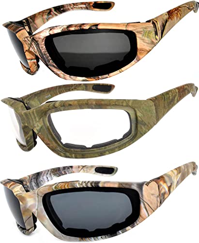 Image of OWL 3 Pack Motorcycle Riding Glasses, Padded Sport Sunglasses, Assorted Colors for Men and Women