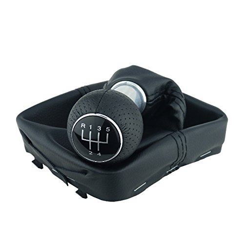 L&P A255-3 Schaltsack Schaltmanschette Schwarz Schaltknauf perforiert PU Leder Rahmen GTI Look 5 Gang Komplettset kompatibel mit VW Polo 9N 9N2 9N3 4 IV Plug Play Ersatzteil für 6Q1711113