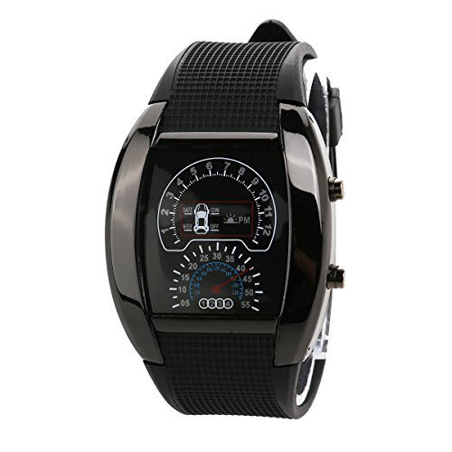 Preisvergleich Produktbild LEORX LED Sport-Armbanduhr - Car Dashboard Design wasserdichte Uhr (schwarz)