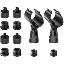 Microphone Clip for Mic Stands, 2 Pcs Universal Holder, with 5/8" Male to 3/8" Female Screw Adapter Suitable for Handheld Microphones