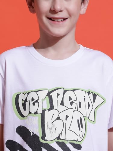 Image of Li'l Tomatoes Boys Cotton T-Shirt | Graphic Printed Half Sleeve Casual Summer Wear | Soft & Breathable | 9-16 Years