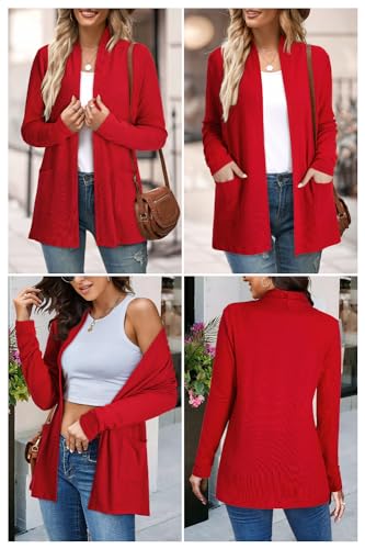 Image of ULTRANICE Cardigan Sweaters Womens Fashion 2025 Spring Lightweight Long Sleeve Casual Tops Clothes Outfits with Pockets