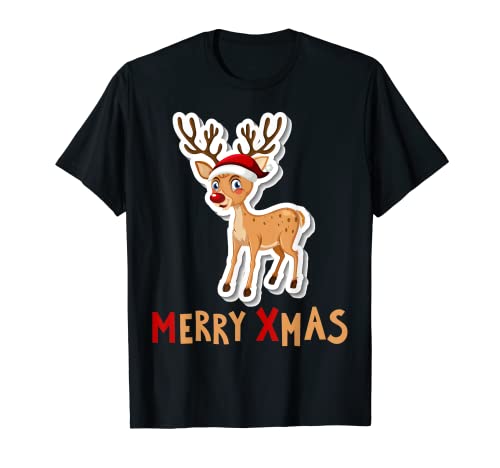 Tshirt pigiama di Natale Rudolph il naso rosso renna 2021 Maglietta