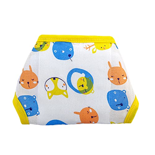 Image of Washable Reusable Cotton Muslin U Shape Lace Nappy,Langot For New Born Baby - Pack of 5(Animal Face Print 6-9 Months)