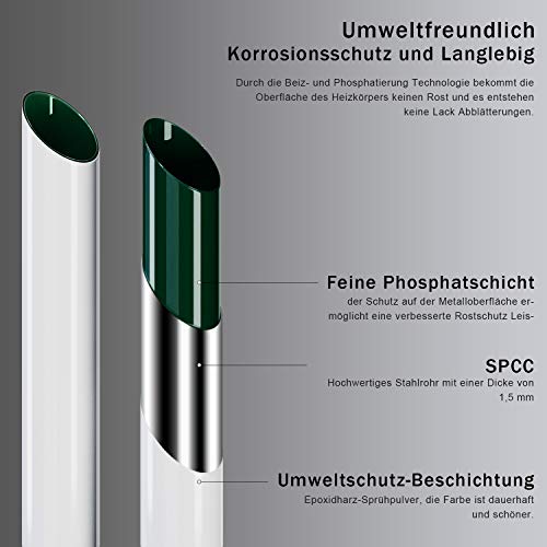 SONNI Handtuchtrockner Heizkörper Bad Mittelanschluss Handtuchwärmer Badheizkörper Weiß Gerade 40 * 180cm