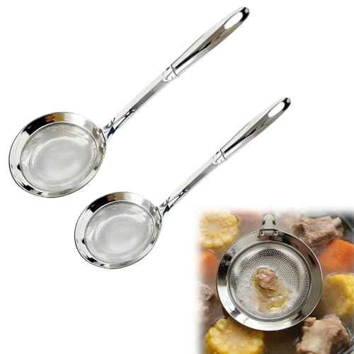Image of Stainless Steel Colander, 2024 Upgrade Extra Fine Mesh Strainer with Handle, Oil Filter Food Strainer, Kitchen Gadget (Small+Large)