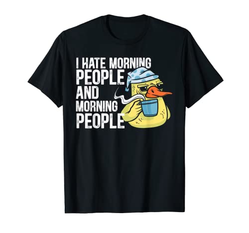 Odio la gente de la mañana y las mañanas y la gente Pato retro Camiseta