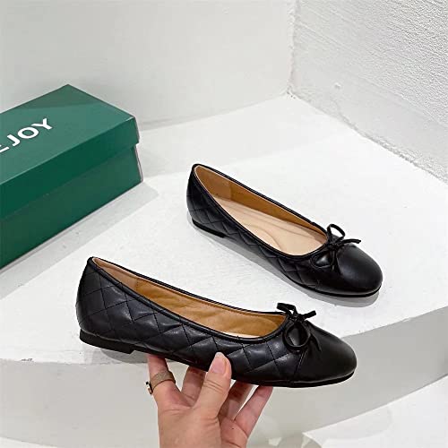 Stunner Women's Casual Flats Comfortable Round Toe Slip On Ballet Flats with Bow Decoration3