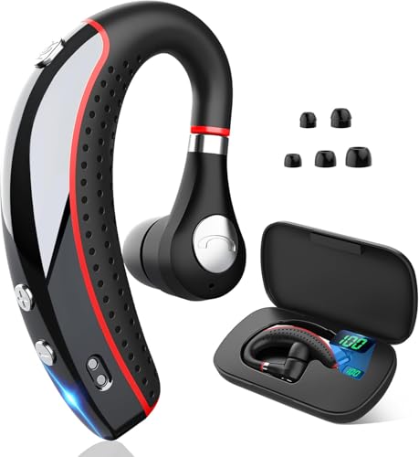 Kelazola Bluetooth Headset V5.3, Wireless Bluetooth Earpiece with 500mAh Charging Case 72 Hours Talking Time Built-in Microphone for iOS Android Cell Phone, Hand-Free Headphones for Trucker, Office