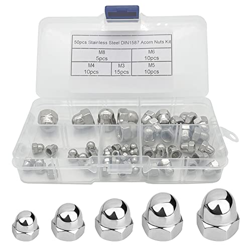 Écrous Borgnes, écrous Hexagonaux à tête Bombée, 50 Pièces, M3, M4, M5, M6, M8